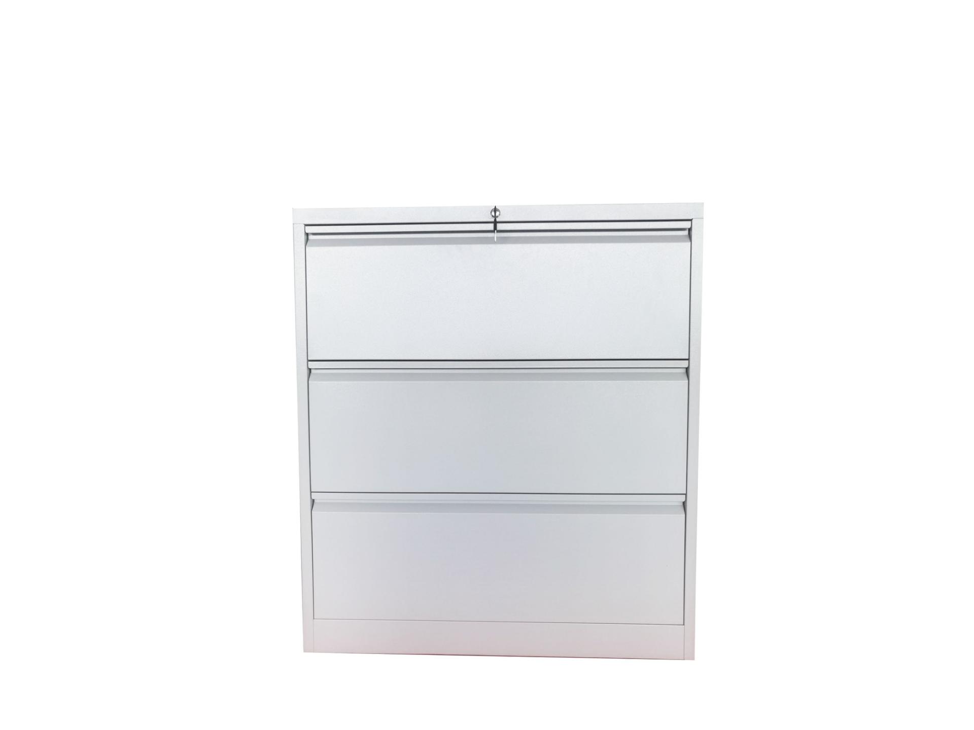 white wide office file storage cabinet