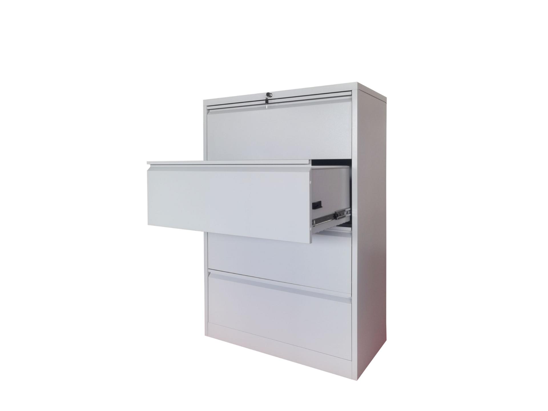 sliding rails on lateral filing cabinet